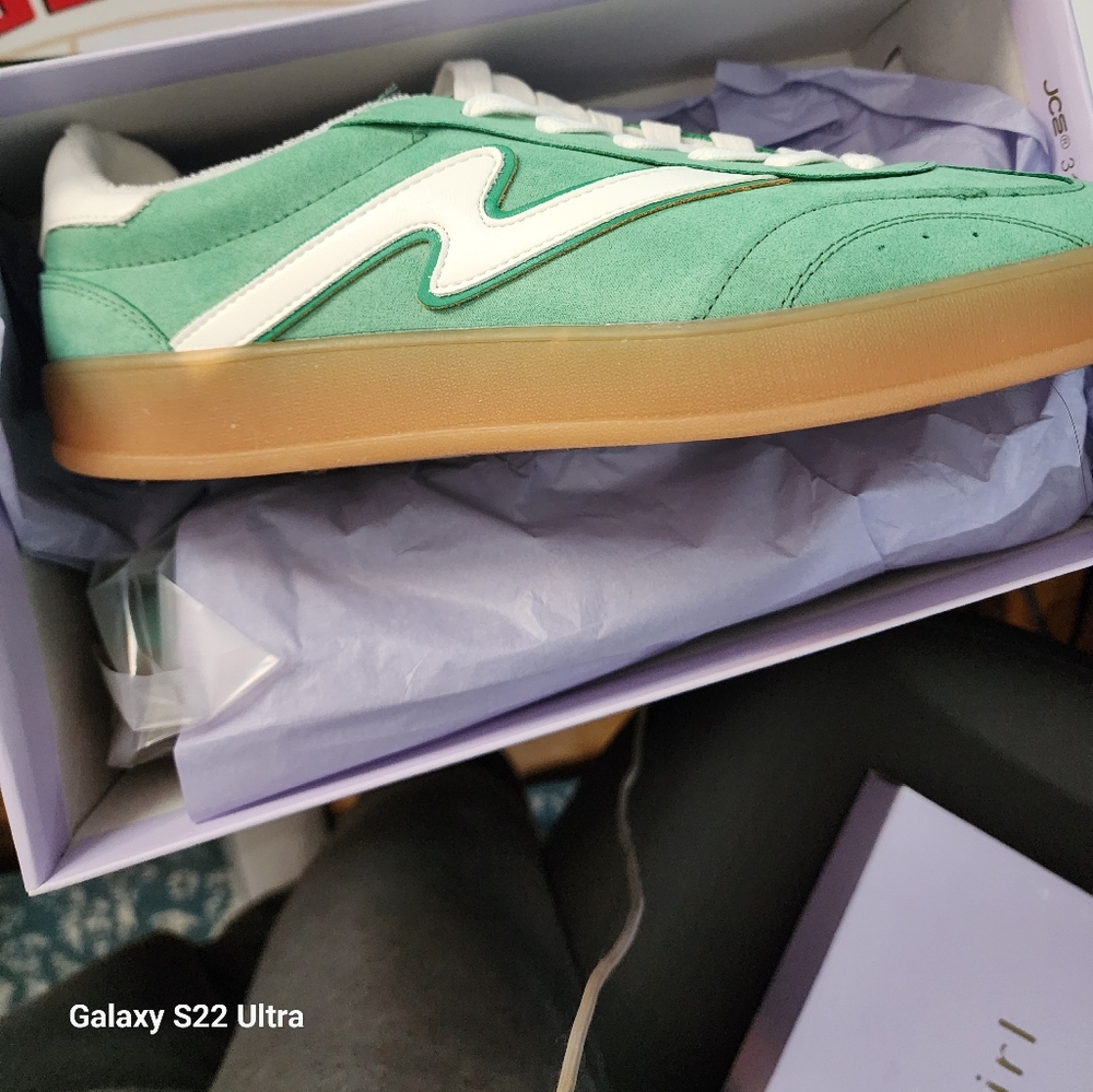 Madden Girl Green and White Athletic Shoes